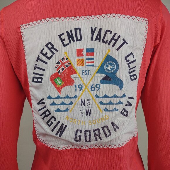 NWOT Bitter End Yacht Club coral red mesh 1/4 zip hooded pullover ladies Small - Picture 9 of 12